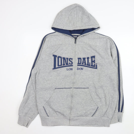 Lonsdale Men Grey 2XL Hooded Full Zip Basic Sports Jacket