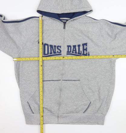 Lonsdale Men Grey 2XL Hooded Full Zip Basic Sports Jacket
