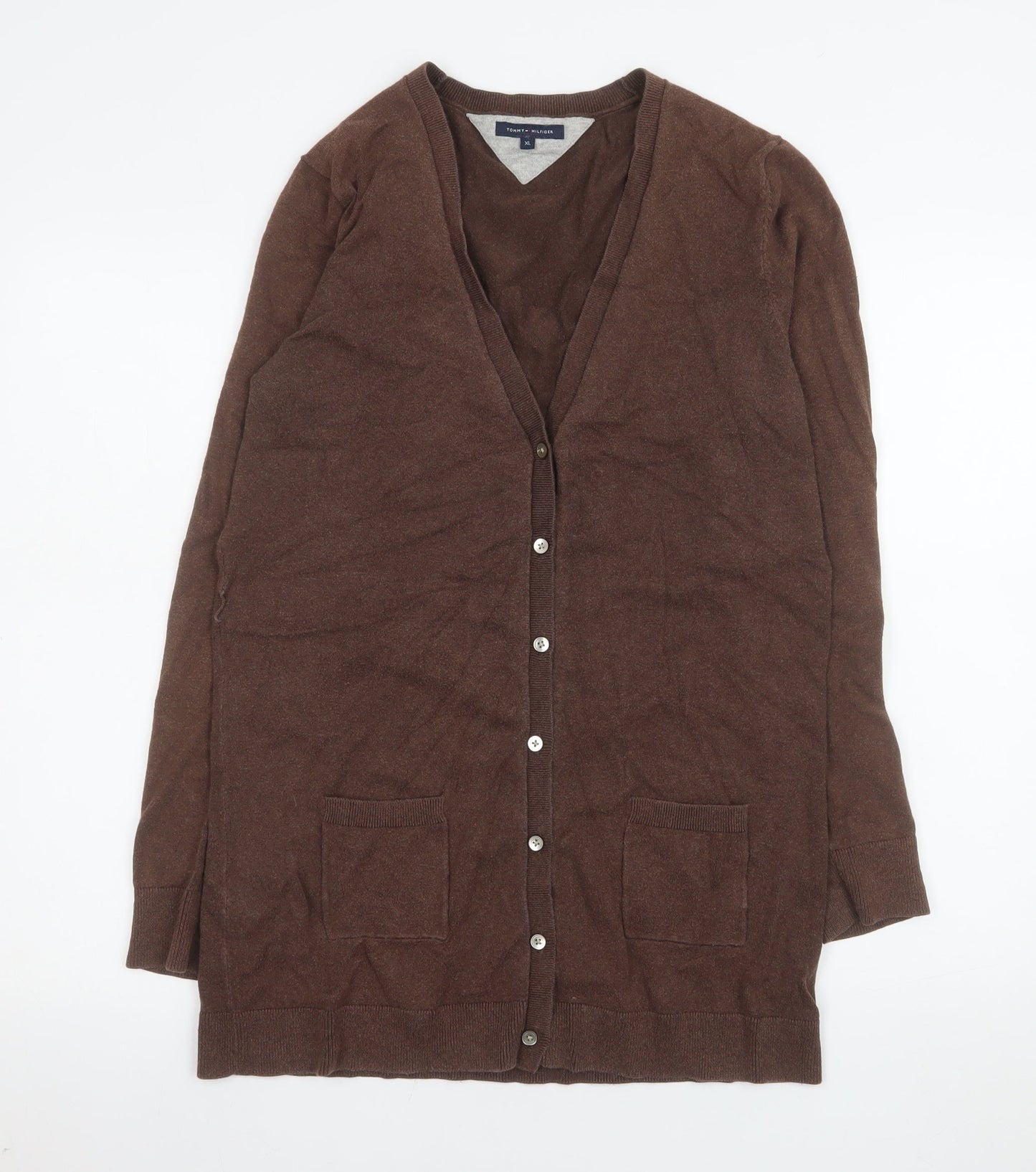 Womens UK Size XL Tommy Hilfiger Brown Cardigan Jumper