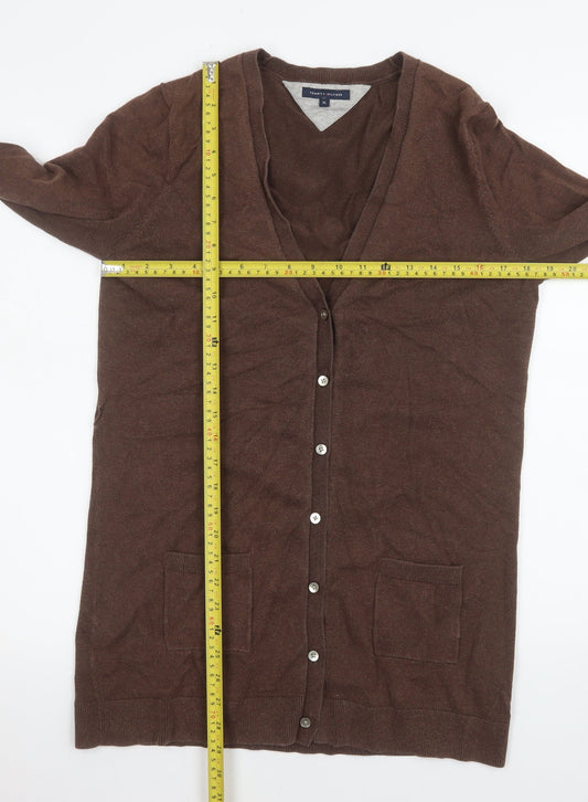 Womens UK Size XL Tommy Hilfiger Brown Cardigan Jumper