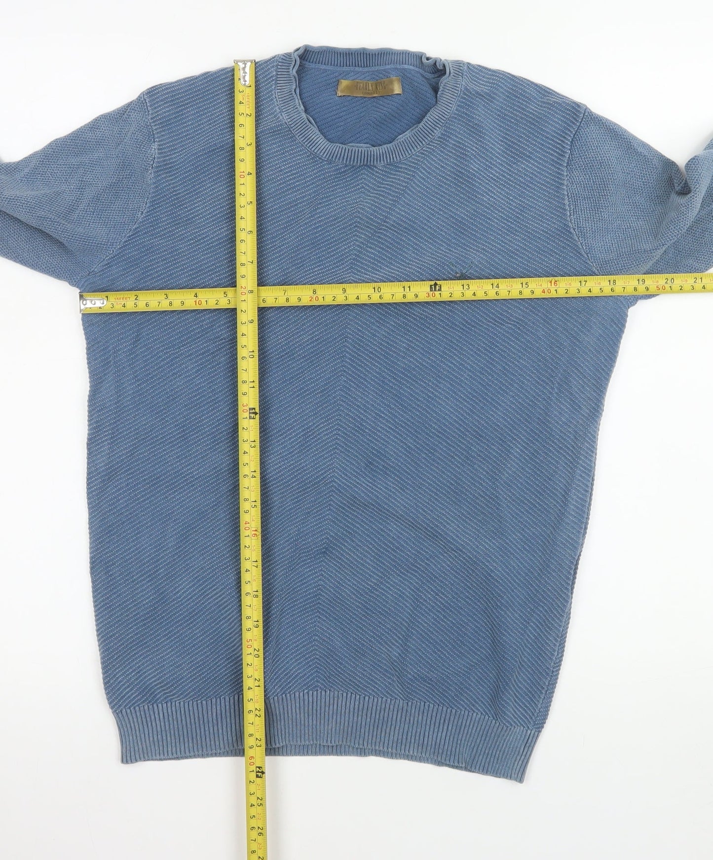 Mens UK Size S Pearly King Blue Pullover Jumper