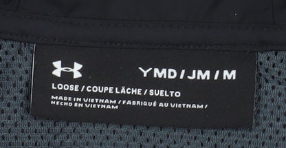 Under Armour Boys Black Windbreaker Hooded Jacket Size 10 Years