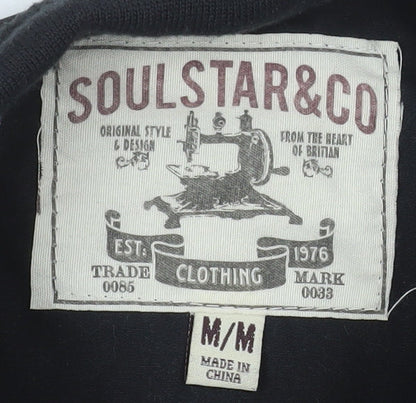 Mens UK Size M Soulstar&Co Black Bomber Jacket