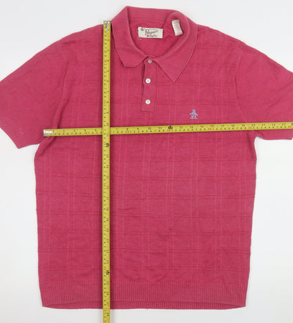 Vintage Penguin by Munsingwear Pink Men's L Cotton Polo Shirt