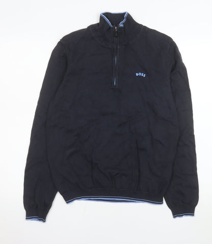 Mens UK Size S Boss Blue Henley Sweatshirt