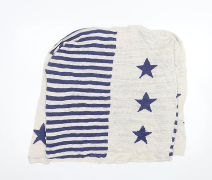 Hilfiger Denim Women's Ivory Blue Star Striped Knit Jumper XL