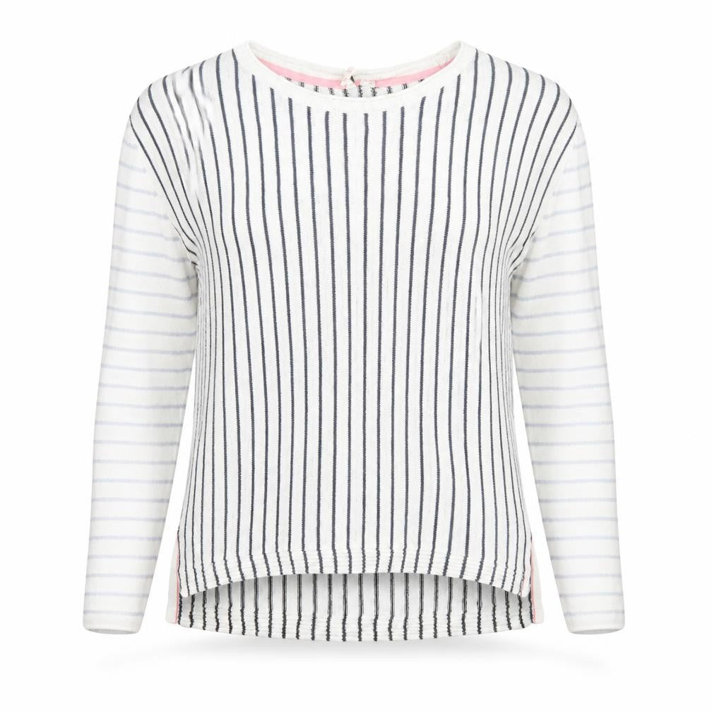 White Stuff Womens Blue Stripe Linen Jumper UK 12 Long Sleeve Relaxed Fit