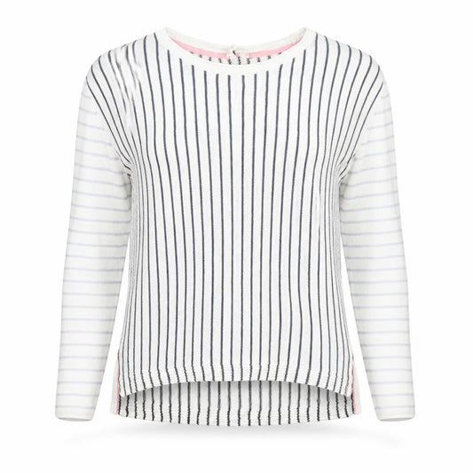 White Stuff Womens Blue Stripe Linen Jumper UK 12 Long Sleeve Relaxed Fit