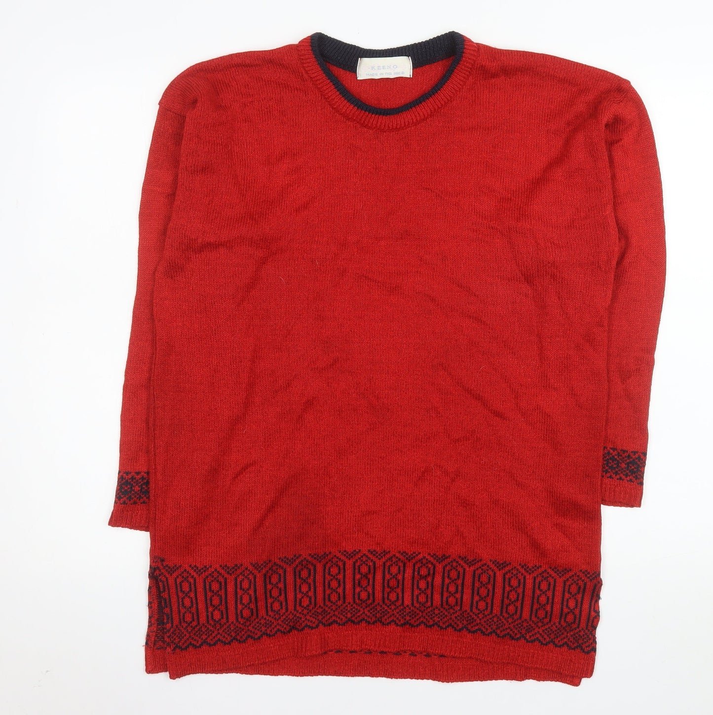 Mens UK Size L Keeno Red Pullover Jumper