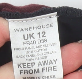 Womens UK Size 12 Warehouse Red Basic Blouse