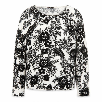 M&Co Women Ivory Black Floral Knit Blouse Size 14