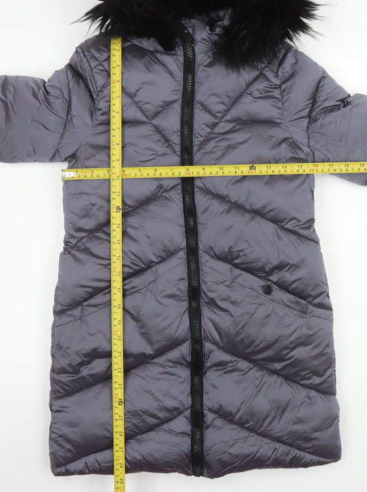 Tokyo Laundry Girls Grey Hooded Long Puffer Coat 9-10 Years Winter Jacket