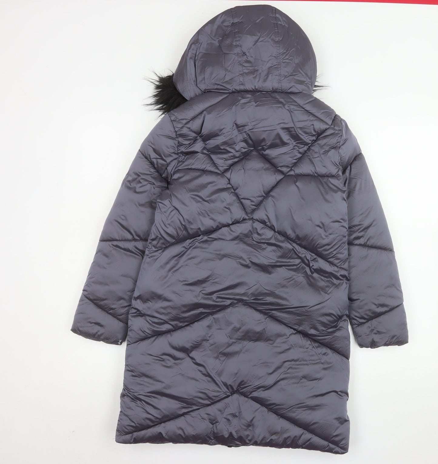 Tokyo Laundry Girls Grey Hooded Long Puffer Coat 9-10 Years Winter Jacket