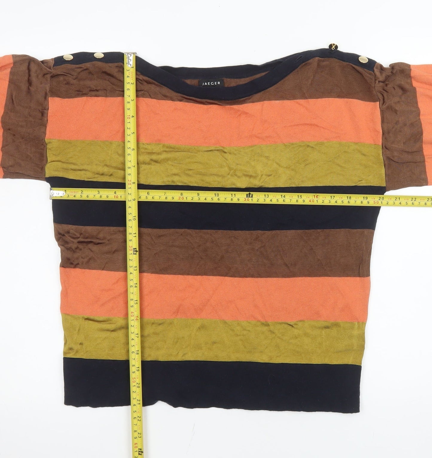 Womens UK Size S Jaeger Multicoloured Basic T-Shirt