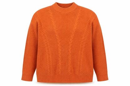 DRY 十人十色 Women’s Orange Wool Alpaca Cable-Knit Jumper Size 14
