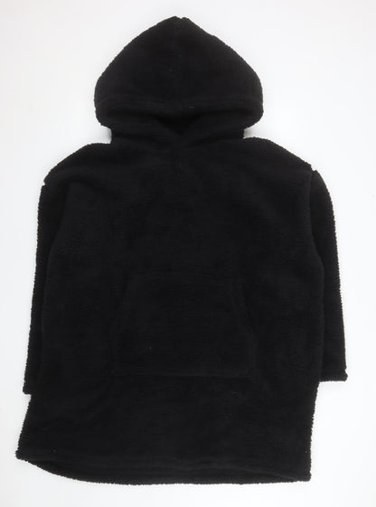 Huggable Hoodie Womens Black Fleece Oversized Hooded Robe One Size