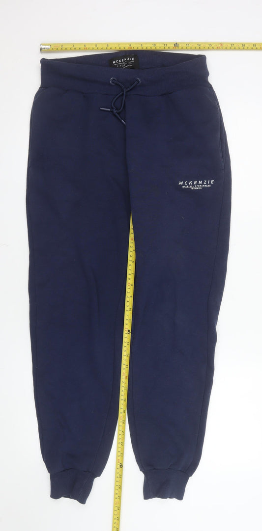 McKenzie Men's Blue Jogger Sweatpants L Regular Fit Fleece Tapered Trousers
