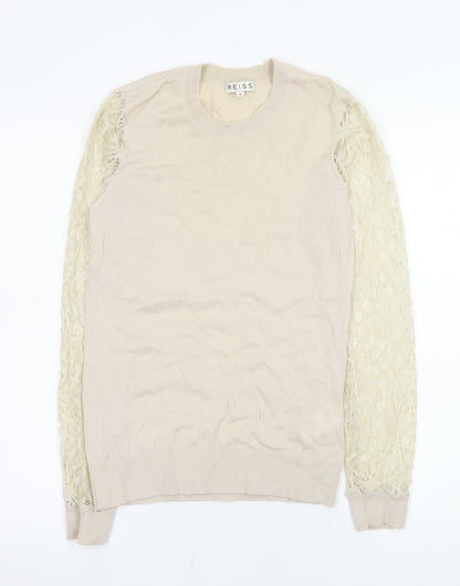 Womens UK Size M Reiss Beige Basic Blouse