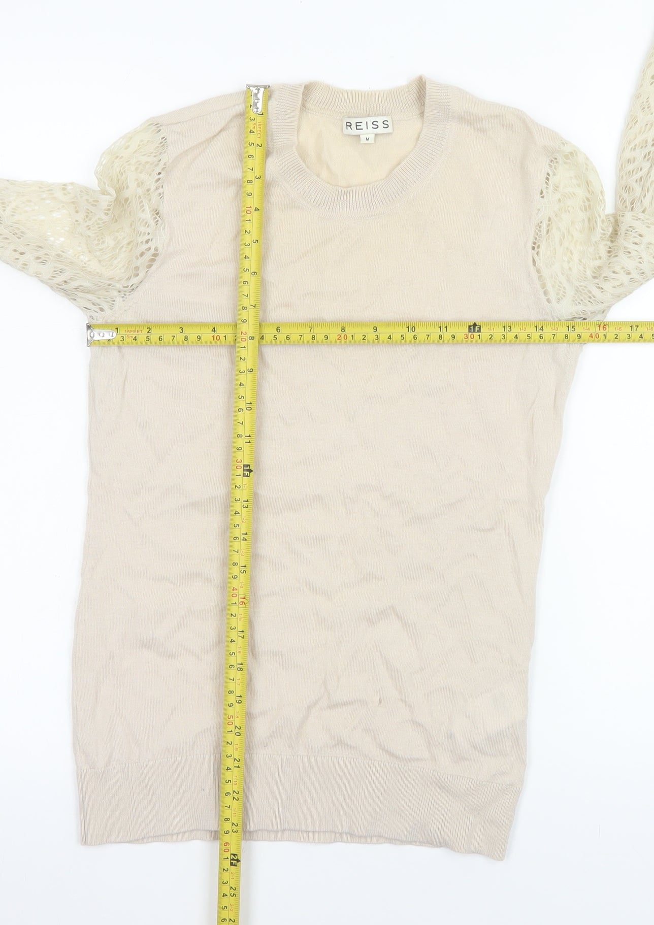 Womens UK Size M Reiss Beige Basic Blouse
