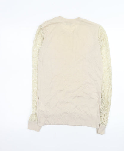 Womens UK Size M Reiss Beige Basic Blouse