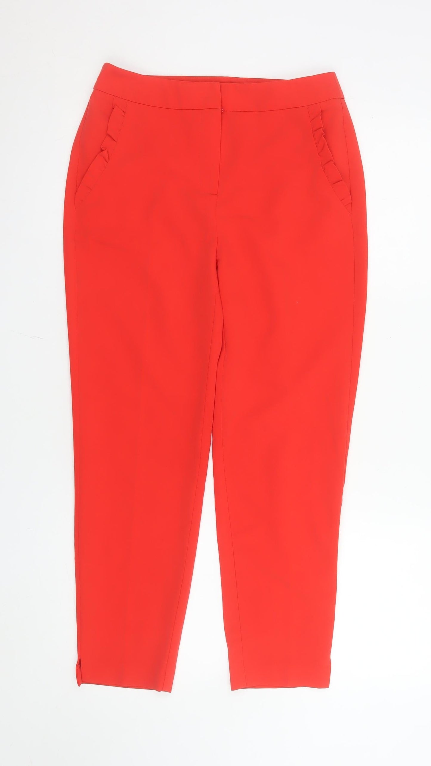 Womens UK Size 6 F&F Slim Fit Ankle Red Trousers