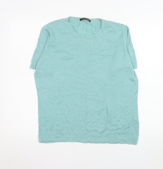 Womens UK Size L Jaeger Blue Basic T-Shirt