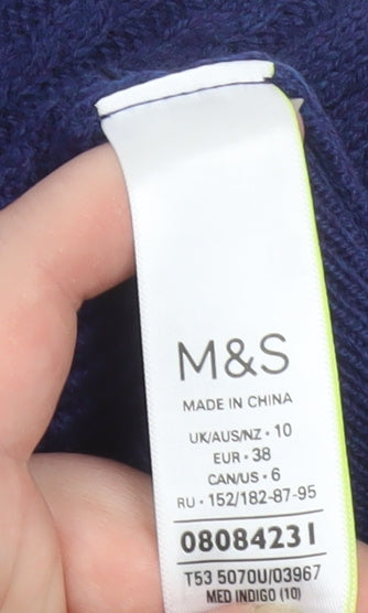 Womens UK Size 10 Marks and Spencer Blue Pullover Jumper