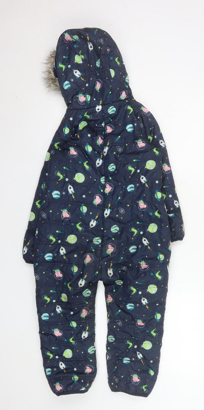 Regatta Girls Blue Peppa Pig Winter Snowsuit 6 Years Hooded Puffer