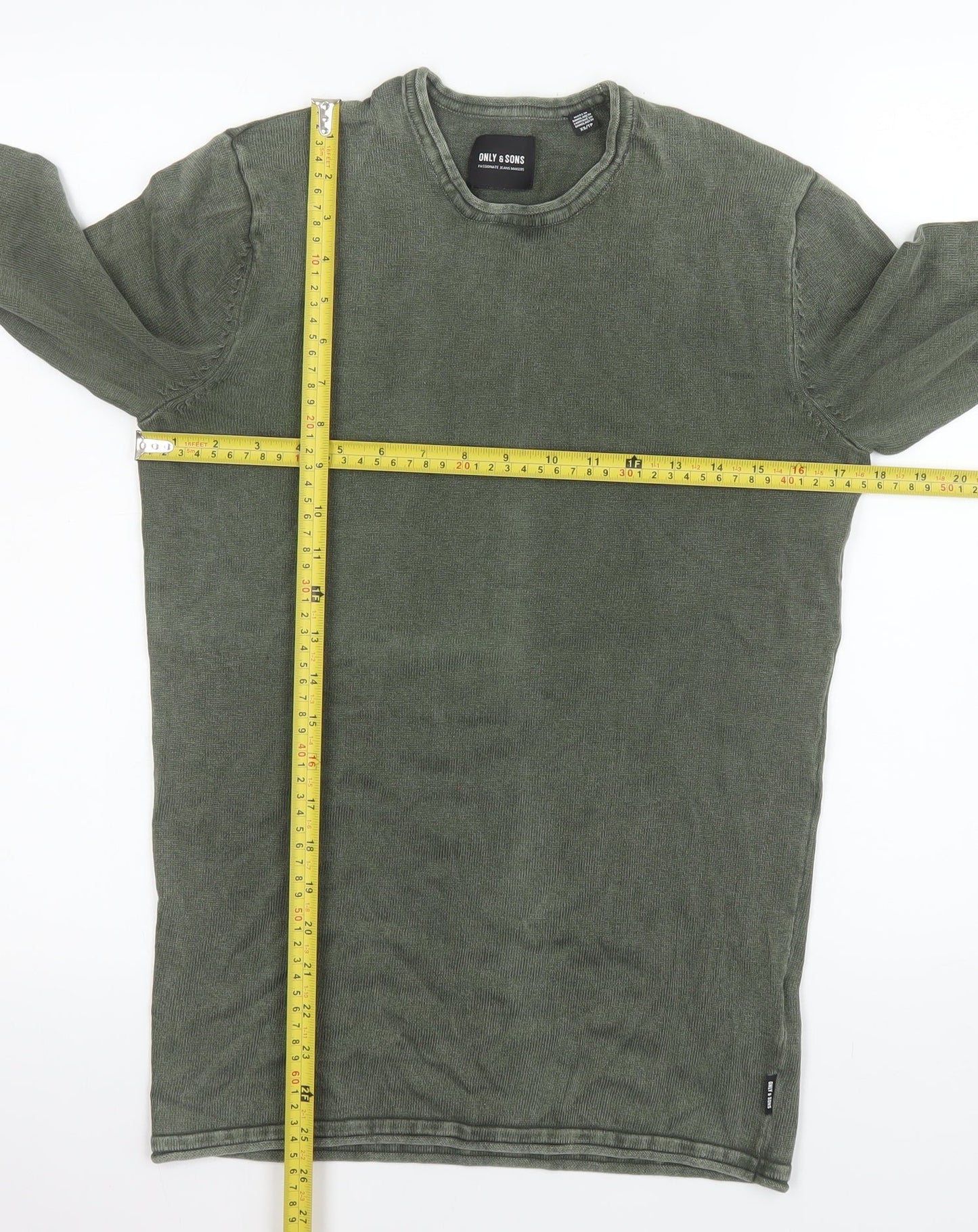 Mens UK Size XS ONLY & SONS Green Pullover Jumper