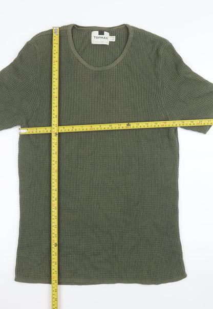 Mens UK Size S Topman Green  T-Shirt