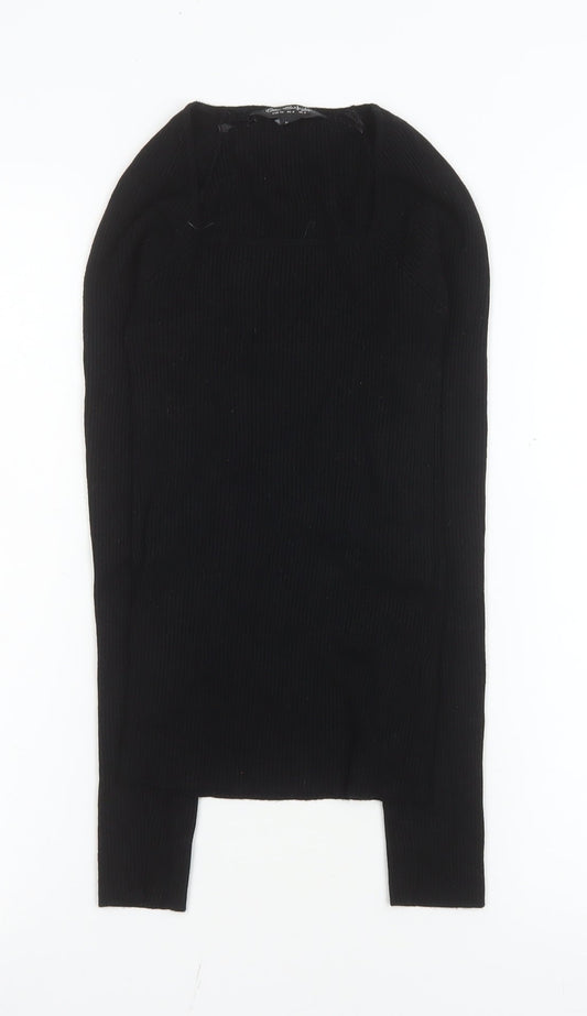 Womens UK Size 8 Miss Selfridge Black Basic T-Shirt