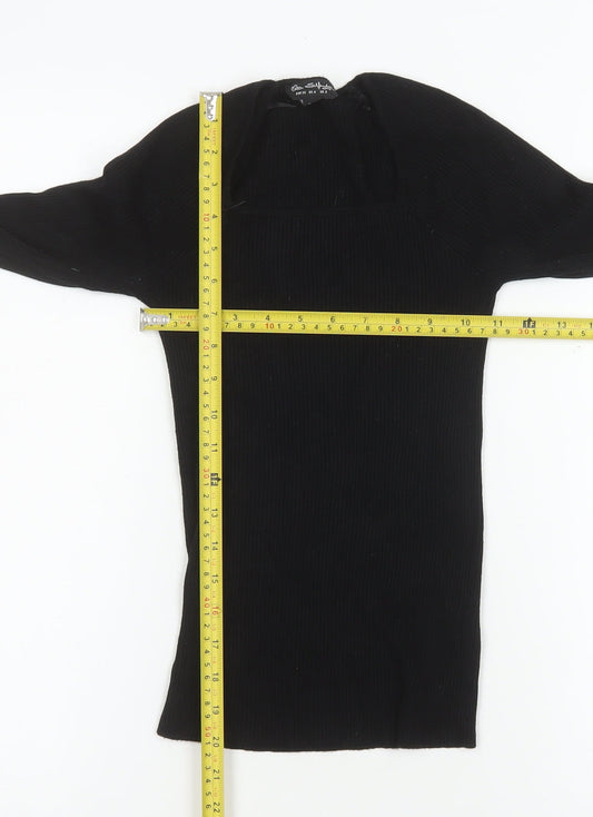 Womens UK Size 8 Miss Selfridge Black Basic T-Shirt