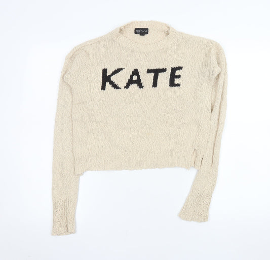 Womens UK Size 10 Topshop Beige Pullover Jumper