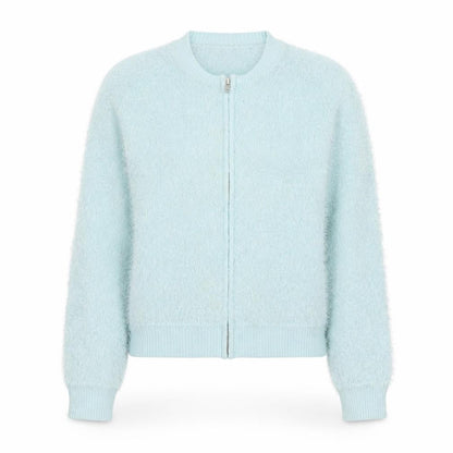 Marks & Spencer Women Blue Size 12 Fluffy Zip Bomber Jacket