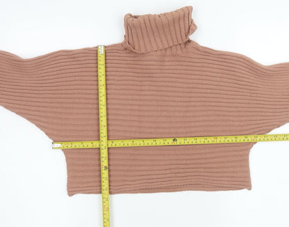 New Look Women Brown Cropped Roll Neck Knit Jumper Size S
