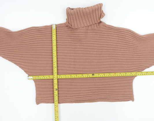 New Look Women Brown Cropped Roll Neck Knit Jumper Size S