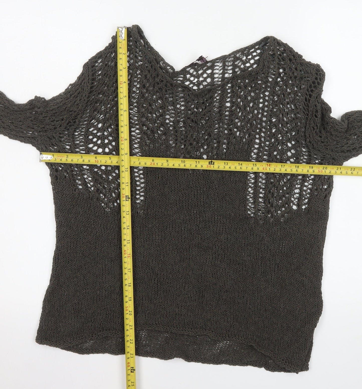 Phase Eight Women's Brown Open-Knit Cotton Jumper Size S