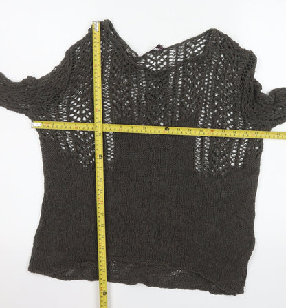 Phase Eight Women's Brown Open-Knit Cotton Jumper Size S