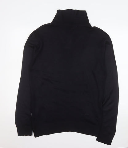 French Connection Men's Black Henley Jumper Size M Acrylic Knit