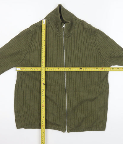 ASOS Women’s Green Ribbed Cotton Zip-Up Knit Jacket Size 16