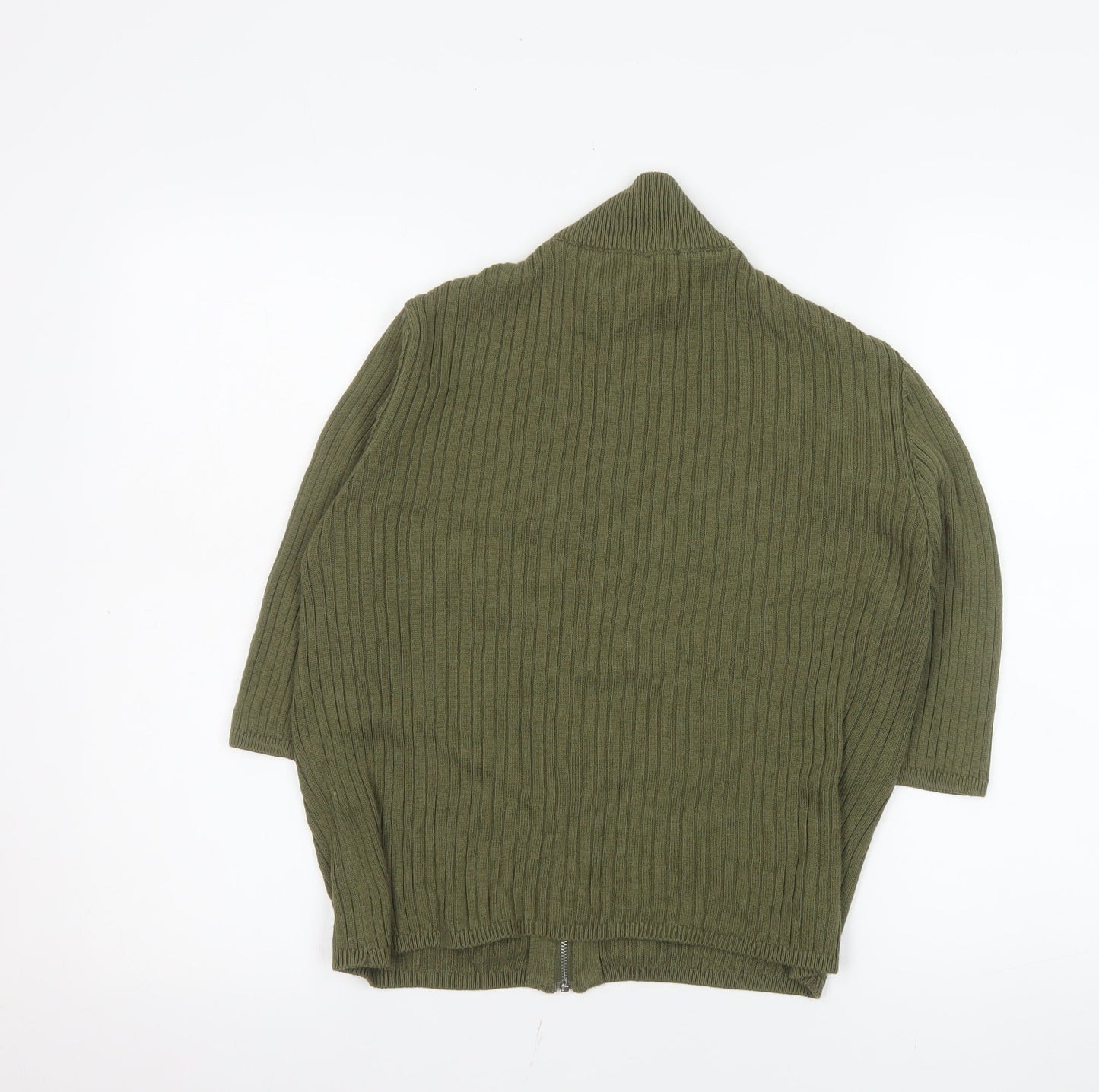 ASOS Women’s Green Ribbed Cotton Zip-Up Knit Jacket Size 16