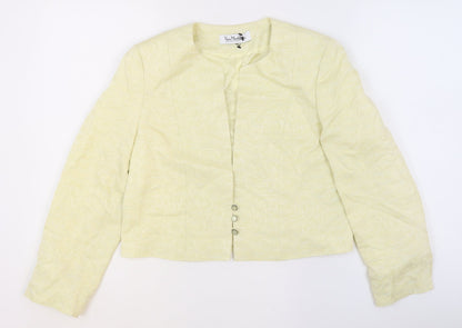 Vera Mont Women’s Yellow Textured Collarless Blazer UK 14