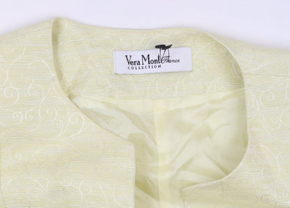 Vera Mont Women’s Yellow Textured Collarless Blazer UK 14