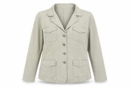 Casual Club Women Beige Cotton Blazer Size 16 Classic Work Jacket