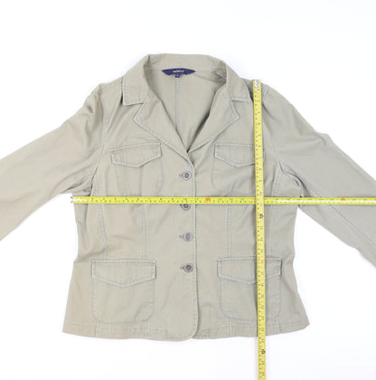 Casual Club Women Beige Cotton Blazer Size 16 Classic Work Jacket