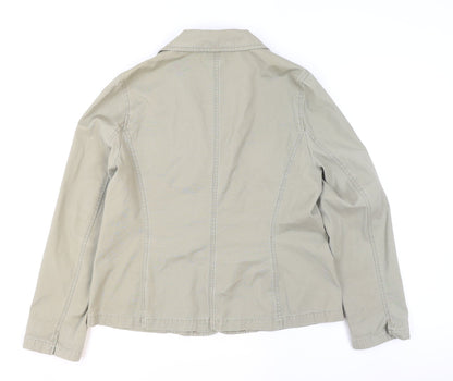 Casual Club Women Beige Cotton Blazer Size 16 Classic Work Jacket
