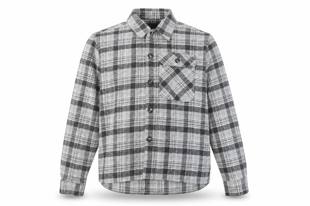 Next Men's Grey Checked Flannel Button-Up Shirt Size L