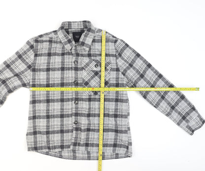 Next Men's Grey Checked Flannel Button-Up Shirt Size L