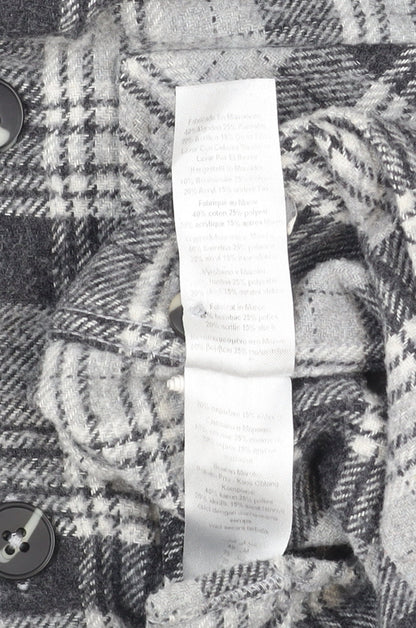 Next Men's Grey Checked Flannel Button-Up Shirt Size L