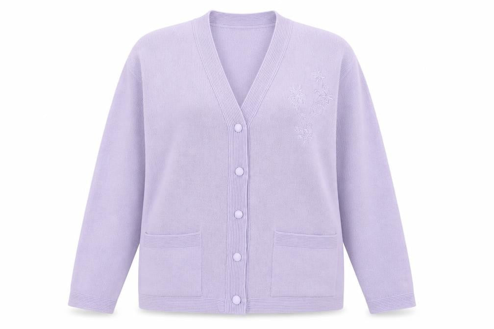 Sarra Design Women's Purple Acrylic Cardigan L V-Neck Knit